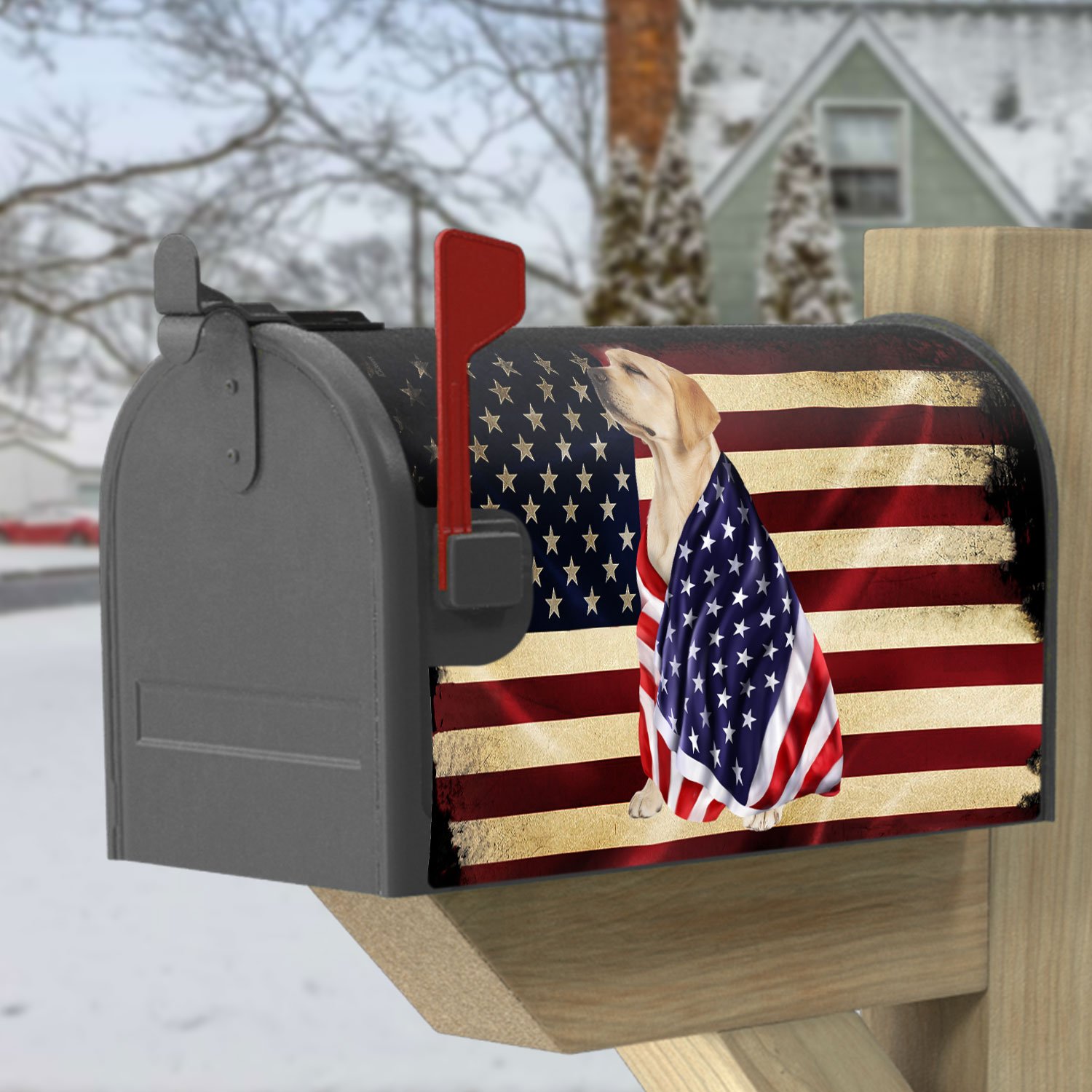 Yellow Labrador Retriever American Patriot Garden Flag & Mailbox Cover BNL40MFv8CT