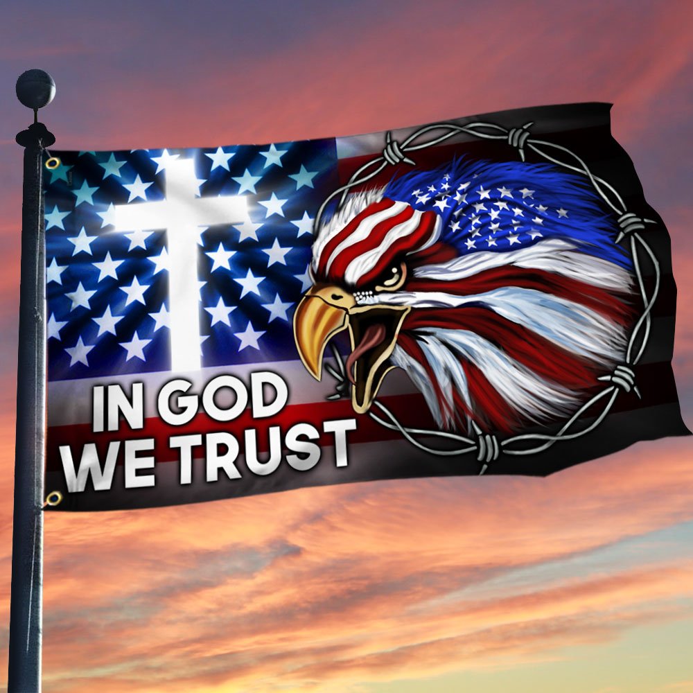 Eagle Cross Grommet Flag In God We Trust DDH3365GFCT