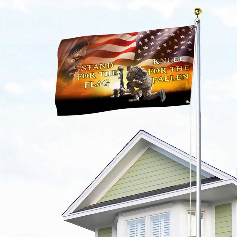 Soldier Kneeling Jesus American Grommet Flag MLN24GFCT