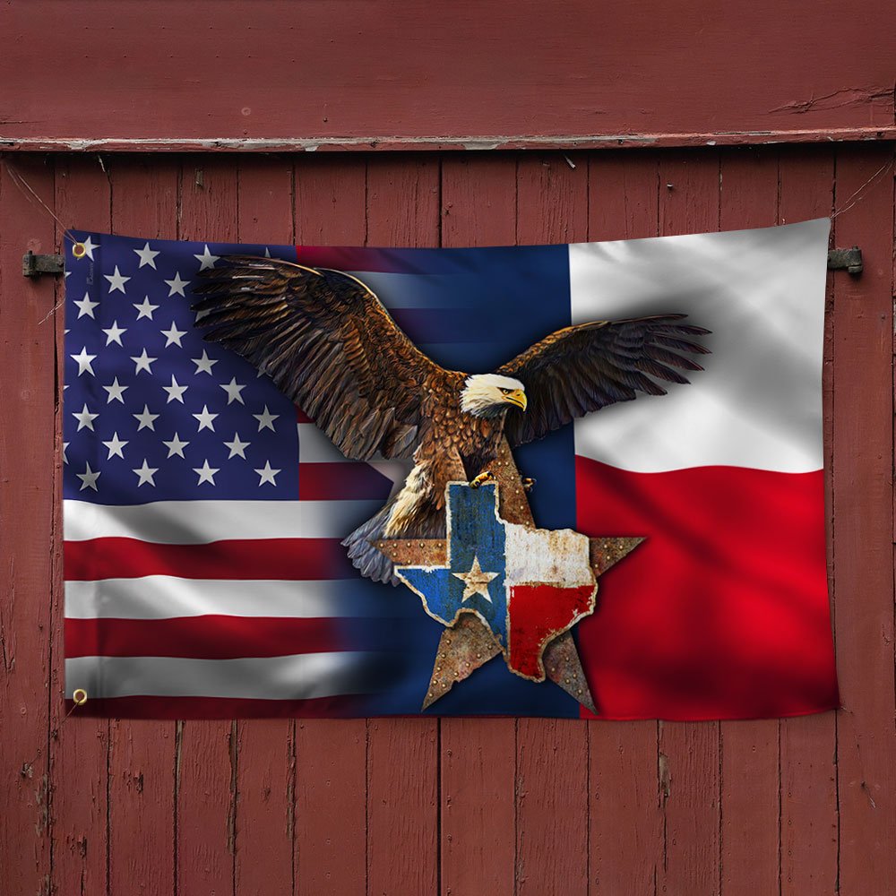 Texas Grommet Flag, Eagle Texas American Flag QNK1096GFCT