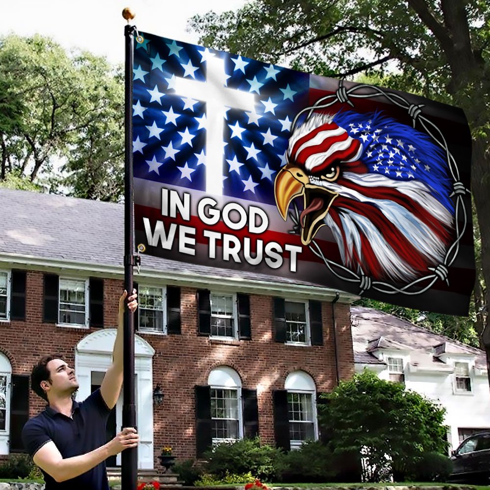 Eagle Cross Grommet Flag In God We Trust DDH3365GFCT