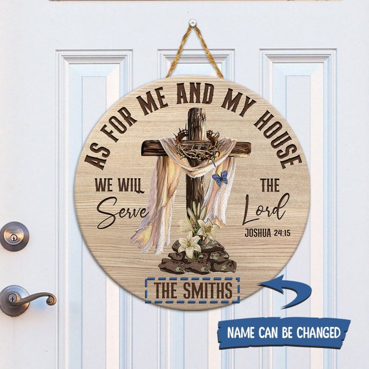 Personalized As For Me And My House We Will Serve The Lord Round Woode