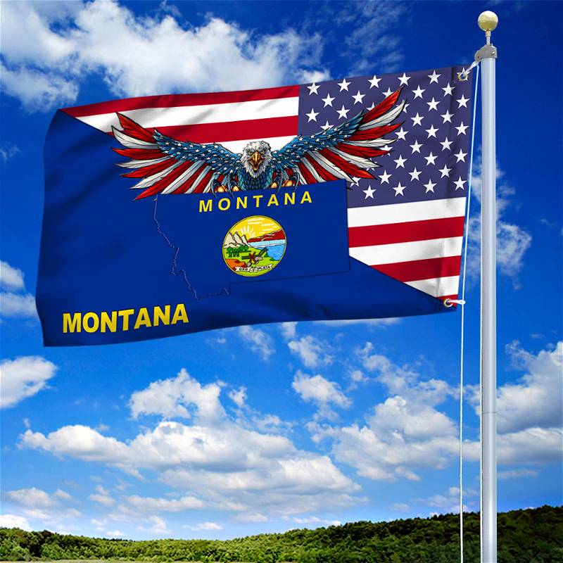 Montana Flag American Eagle Montana Grommet Flag