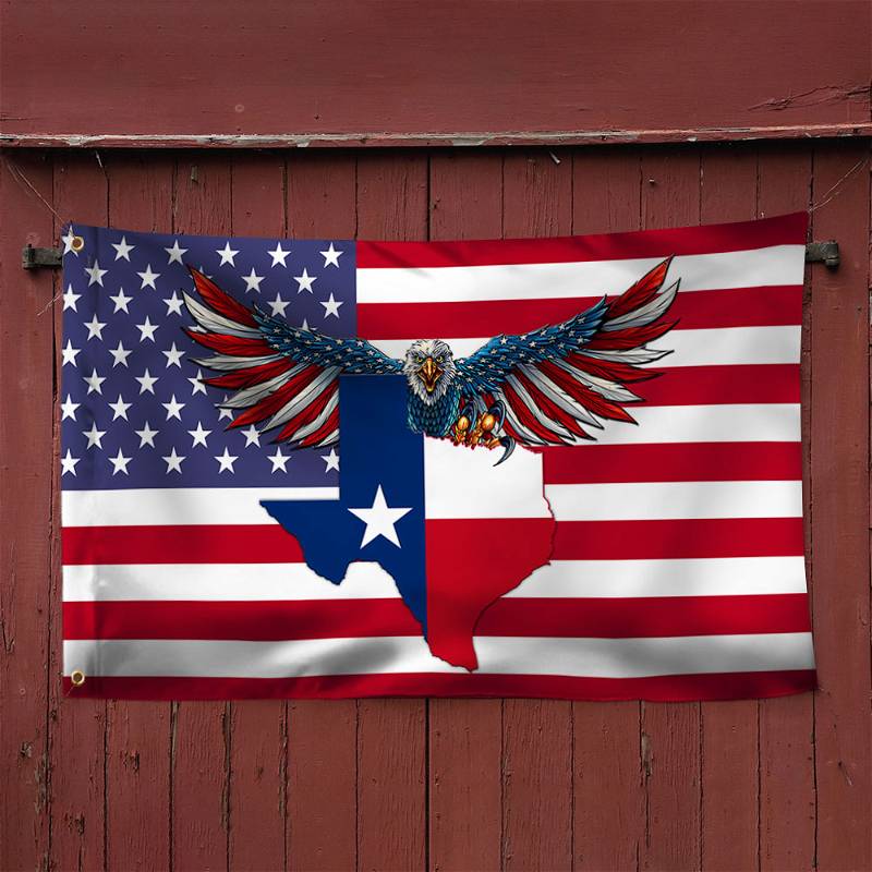 Texas Flag Texas American Eagle Grommet Flag