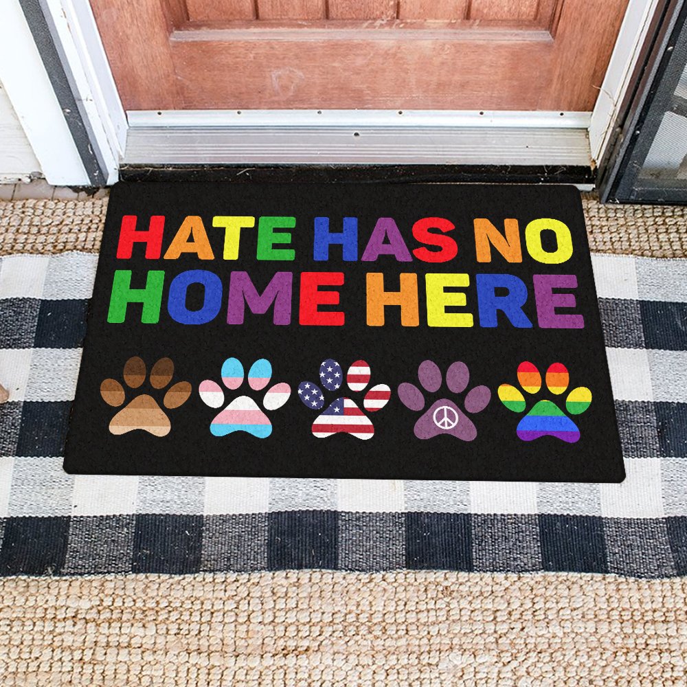 Hate Has No Home Here BLM LGBT Peace Paws Doormat TRV1630DMCT