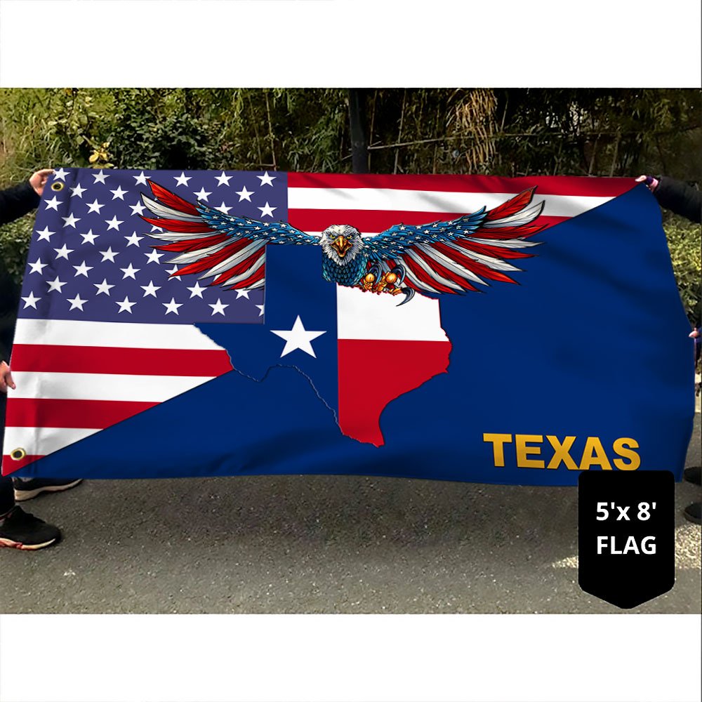 Texas Flag Texas American Eagle Grommet Flag