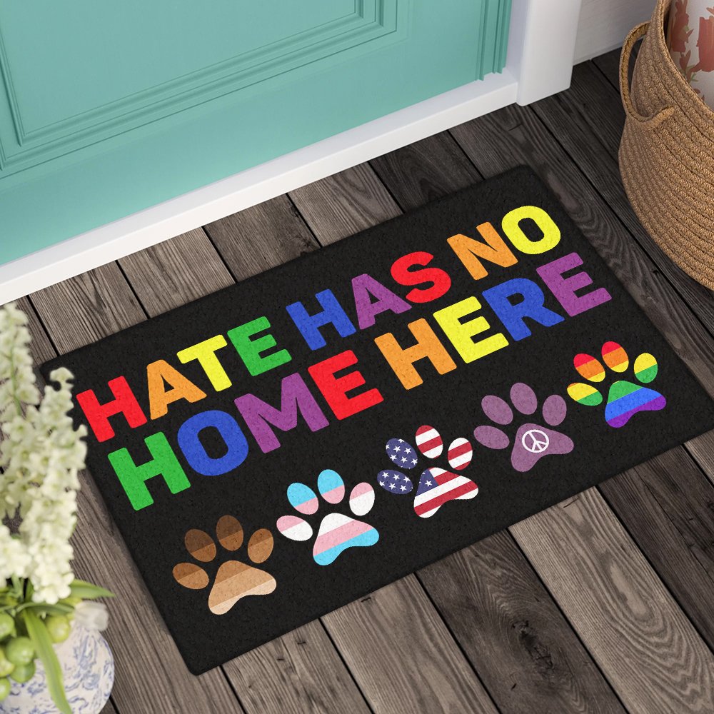 Hate Has No Home Here BLM LGBT Peace Paws Doormat TRV1630DMCT
