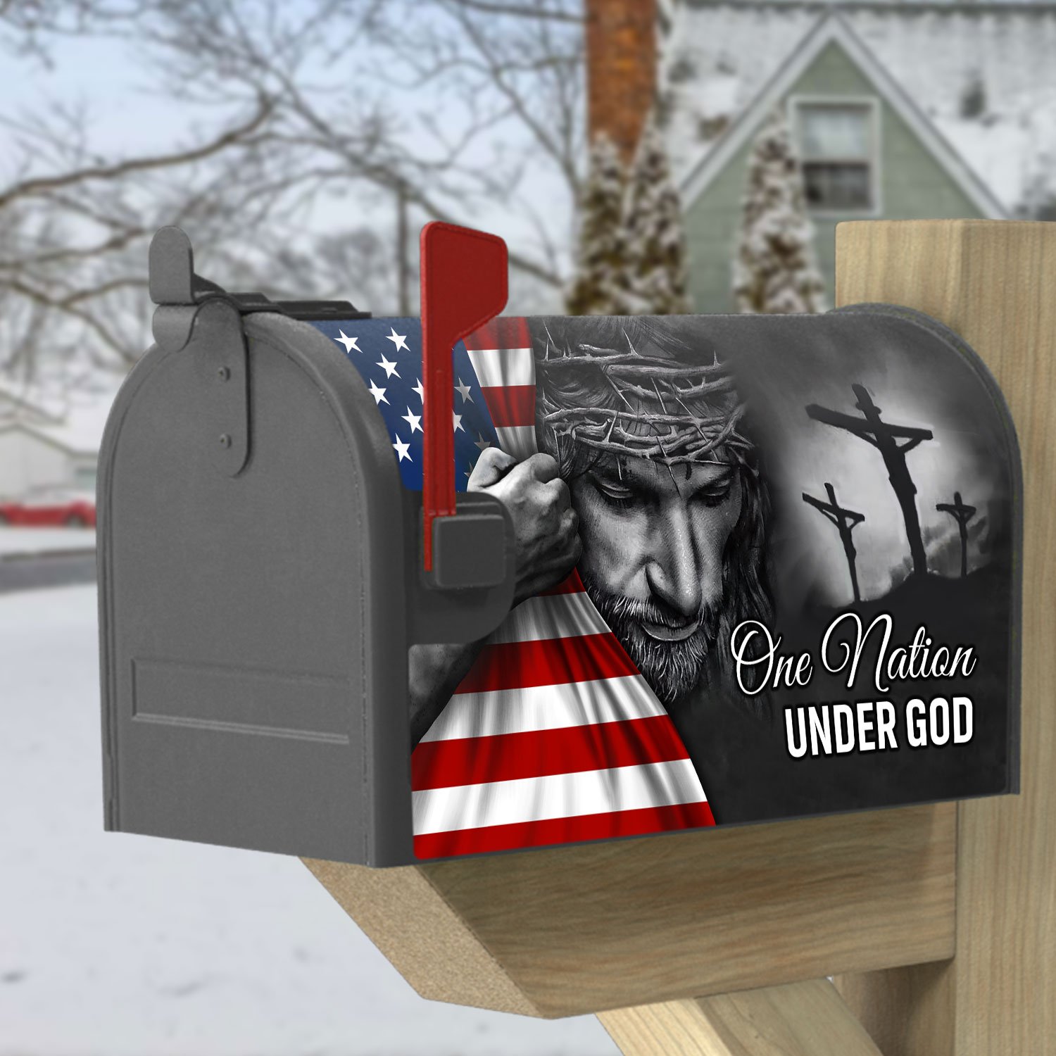 One Nation Under God Jesus Garden Flag & Mailbox Cover TRL06Fv5MFCT