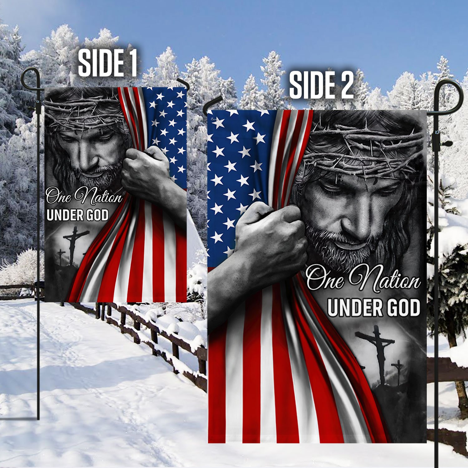 One Nation Under God Jesus Garden Flag & Mailbox Cover TRL06Fv5MFCT