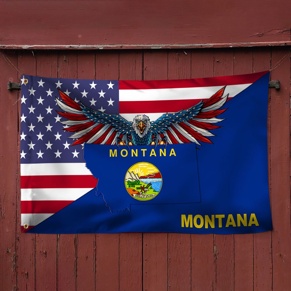 Montana Flag American Eagle Montana Grommet Flag