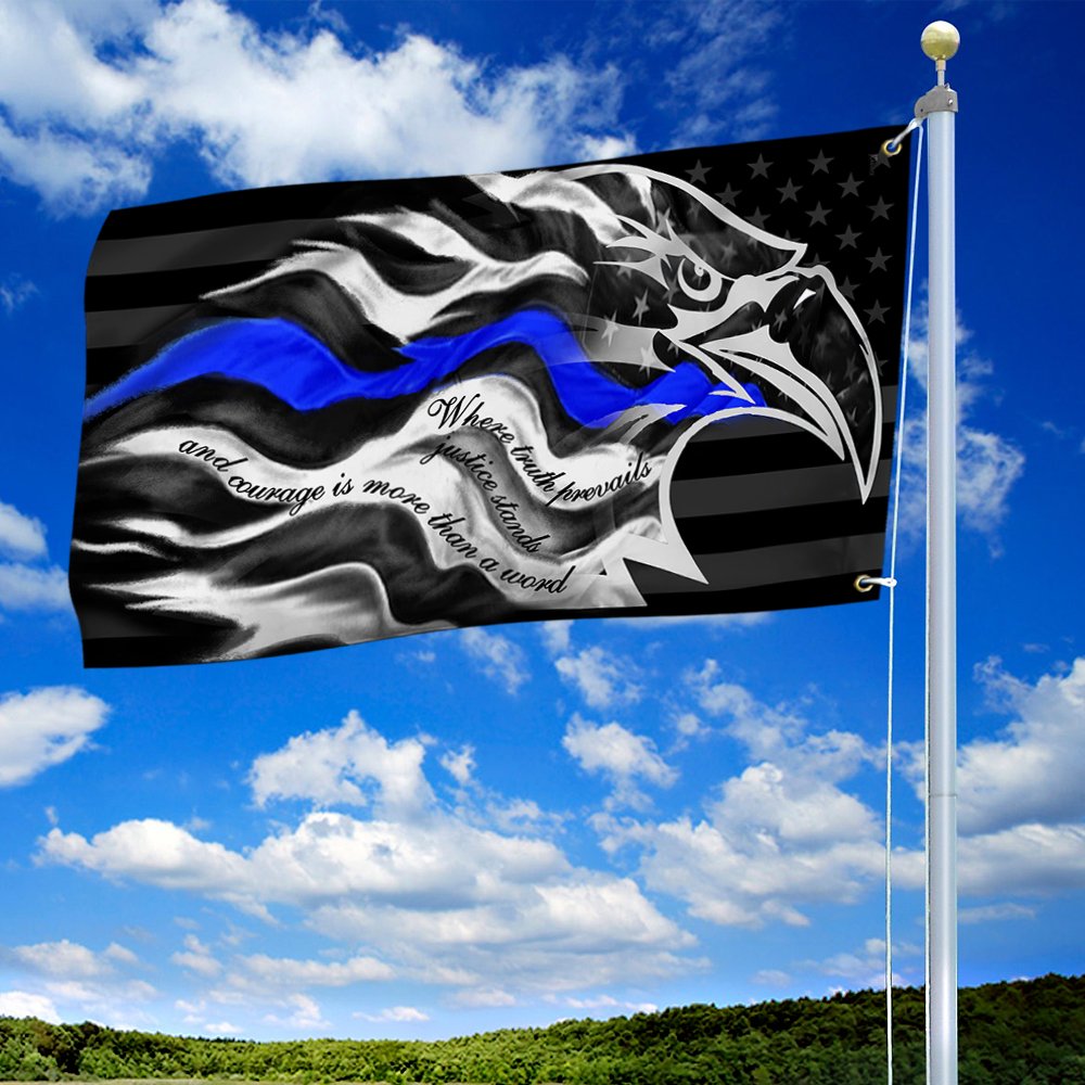 Thin Blue Line Grommet Flag Where Truth Prevails