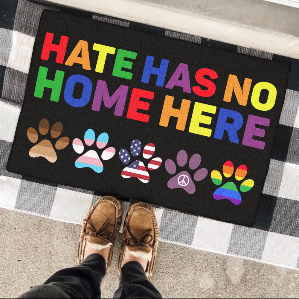 Hate Has No Home Here BLM LGBT Peace Paws Doormat TRV1630DMCT