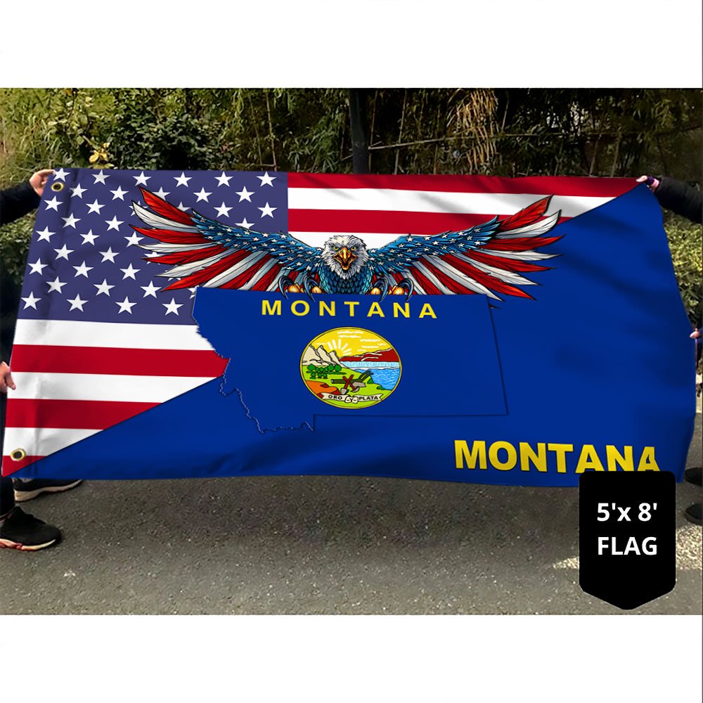 Montana Flag American Eagle Montana Grommet Flag