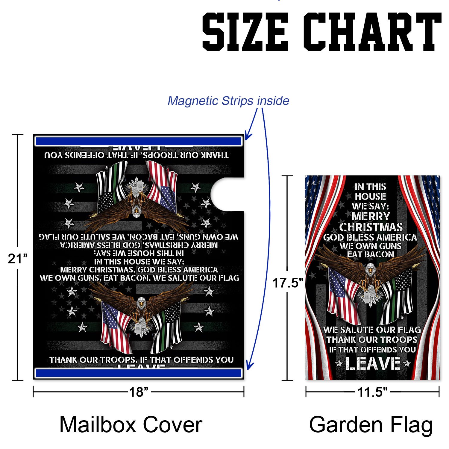 In This House We Salute Our Flag, Patriotic Eagle Veteran Garden Flag & Mailbox Cover TPT411MFCT