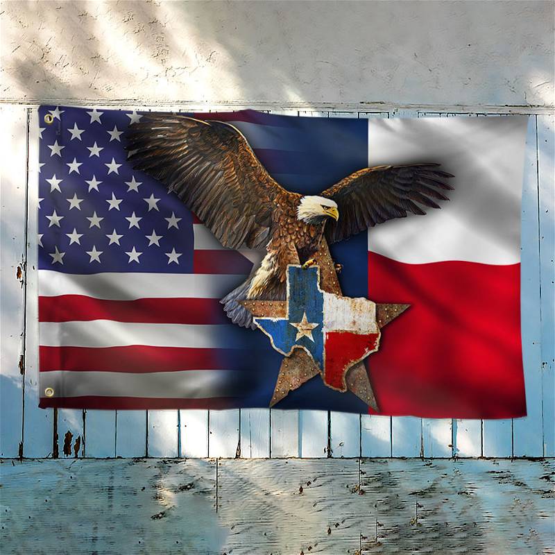 Texas Grommet Flag, Eagle Texas American Flag QNK1096GFCT