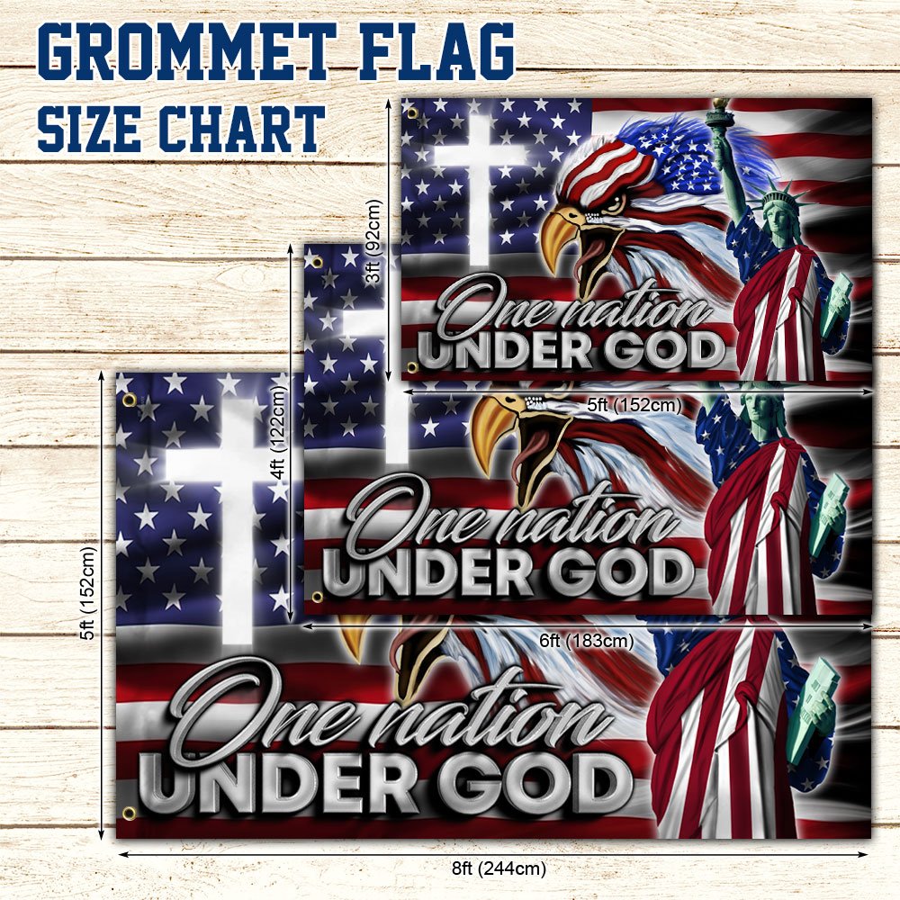 US Eagle Cross Freedom Grommet Flag One Nation Under God