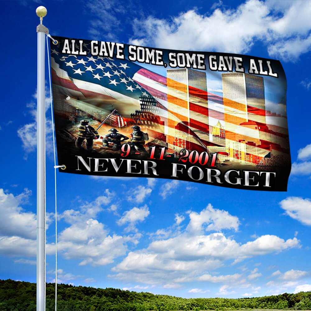 American Grommet Flag With The Twin Towers All Gave Some Some Gave All 911 American Grommet Flag NTB136GFCT