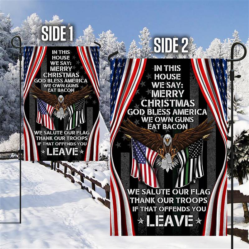 In This House We Salute Our Flag, Patriotic Eagle Veteran Garden Flag & Mailbox Cover TPT411MFCT