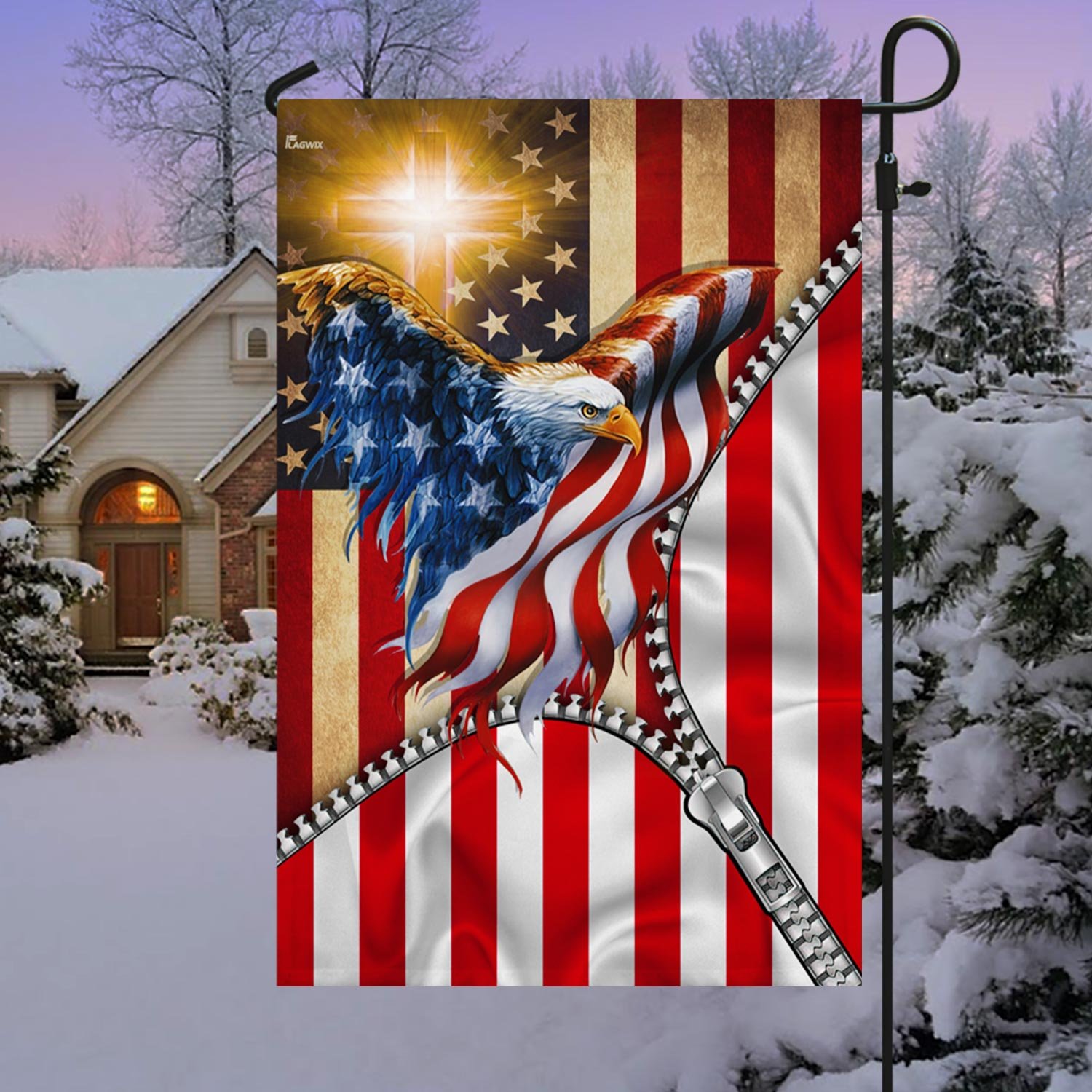 Christian Eagle American Garden Flag & Mailbox Cover One Nation Under God BNN81MFv1CT