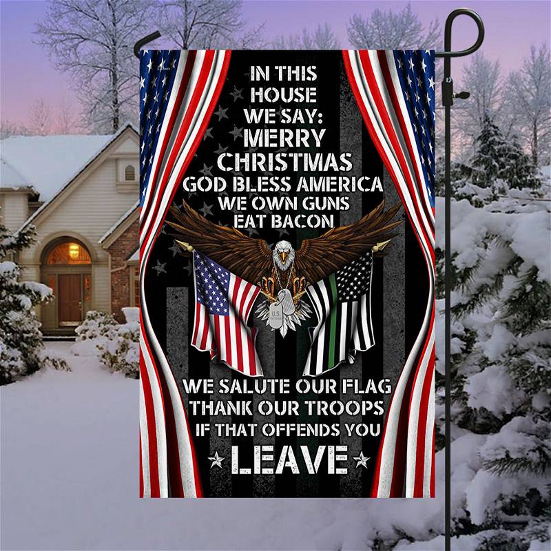 In This House We Salute Our Flag, Patriotic Eagle Veteran Garden Flag & Mailbox Cover TPT411MFCT