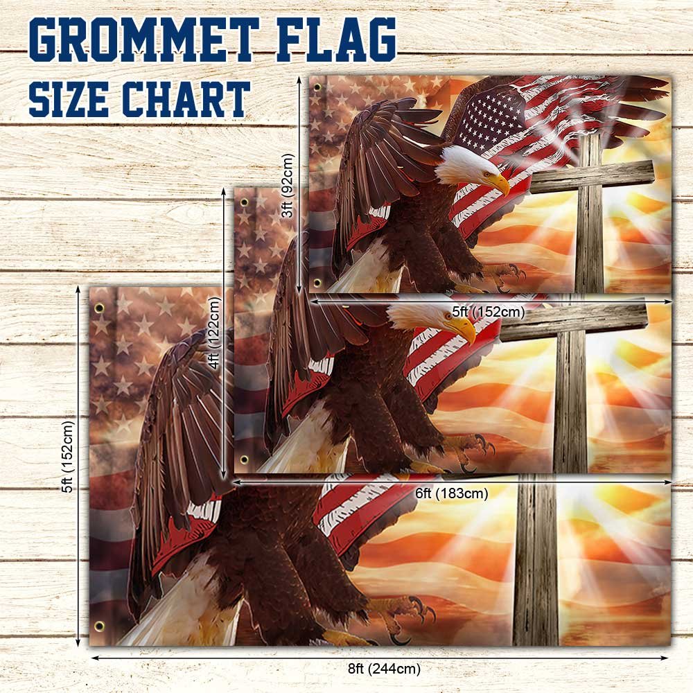 Patriotic Grommet Flag American Eagle Cross DBD3418GFCT