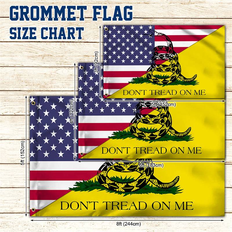 Second Amendment Don't Tread On Me Gadsden Grommet Flag TRL1788GFCT