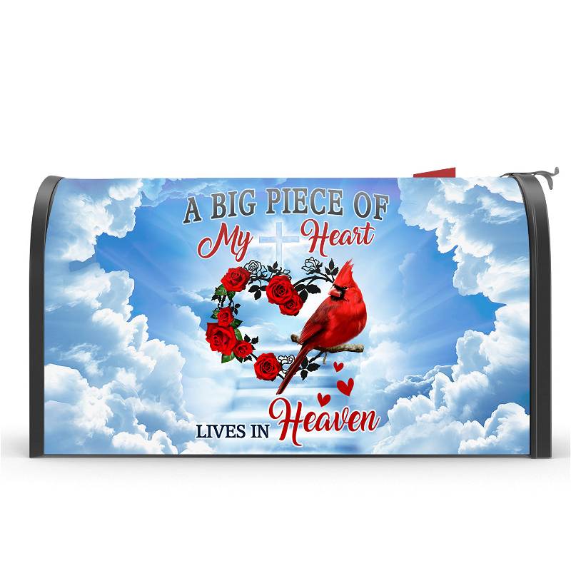 Cardinal Garden Flag & Mailbox Cover A Big Piece Of My Heart Lives In Heaven TQN540MFCT