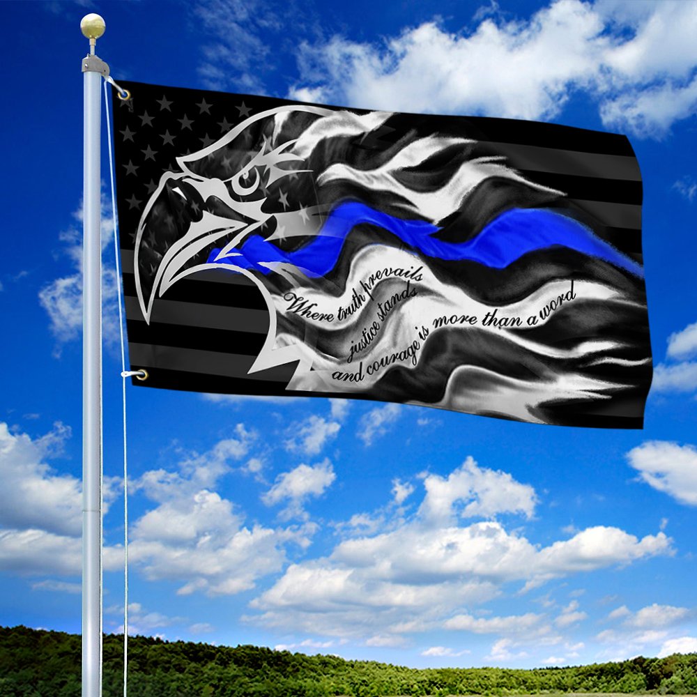 Thin Blue Line Grommet Flag Where Truth Prevails