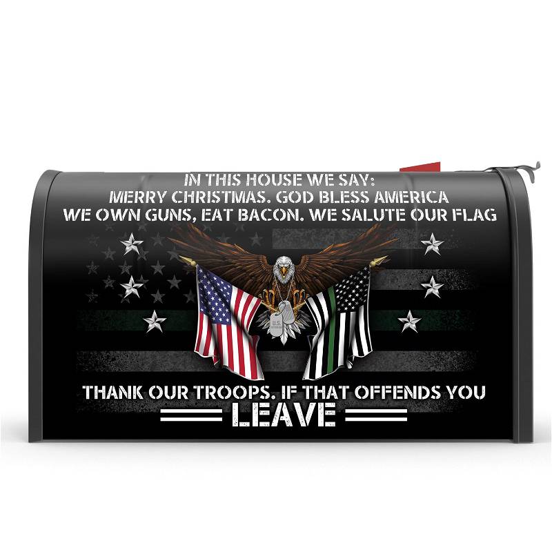 In This House We Salute Our Flag, Patriotic Eagle Veteran Garden Flag & Mailbox Cover TPT411MFCT