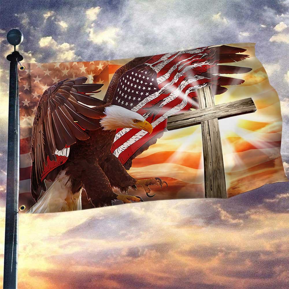 Patriotic Grommet Flag American Eagle Cross DBD3418GFCT