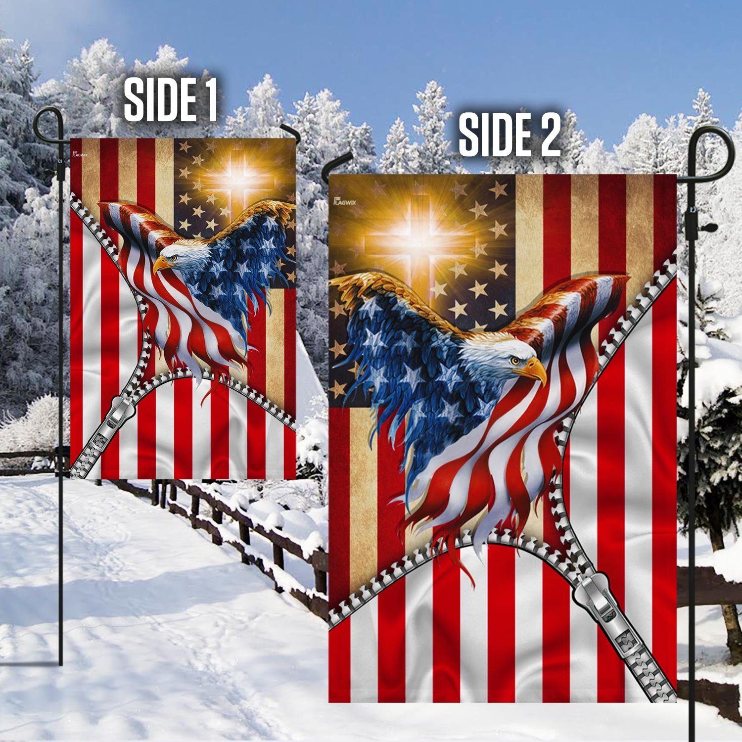 Christian Eagle American Garden Flag & Mailbox Cover One Nation Under God BNN81MFv1CT