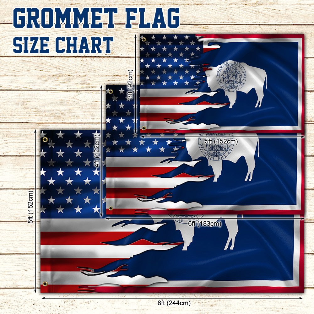 Wyoming And American Grommet Flag