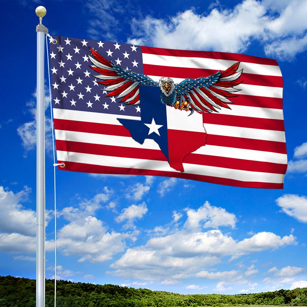 Texas Flag Texas American Eagle Grommet Flag