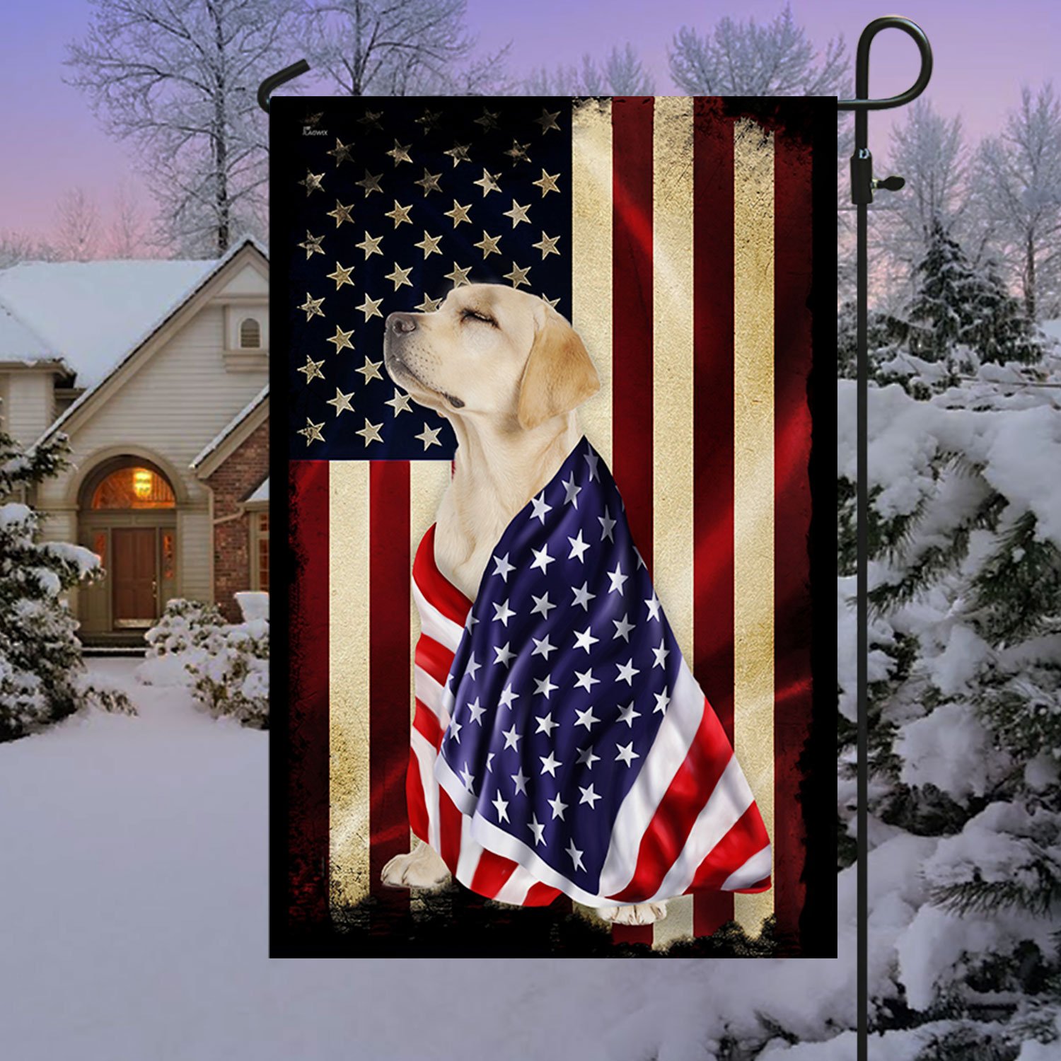 Yellow Labrador Retriever American Patriot Garden Flag & Mailbox Cover BNL40MFv8CT