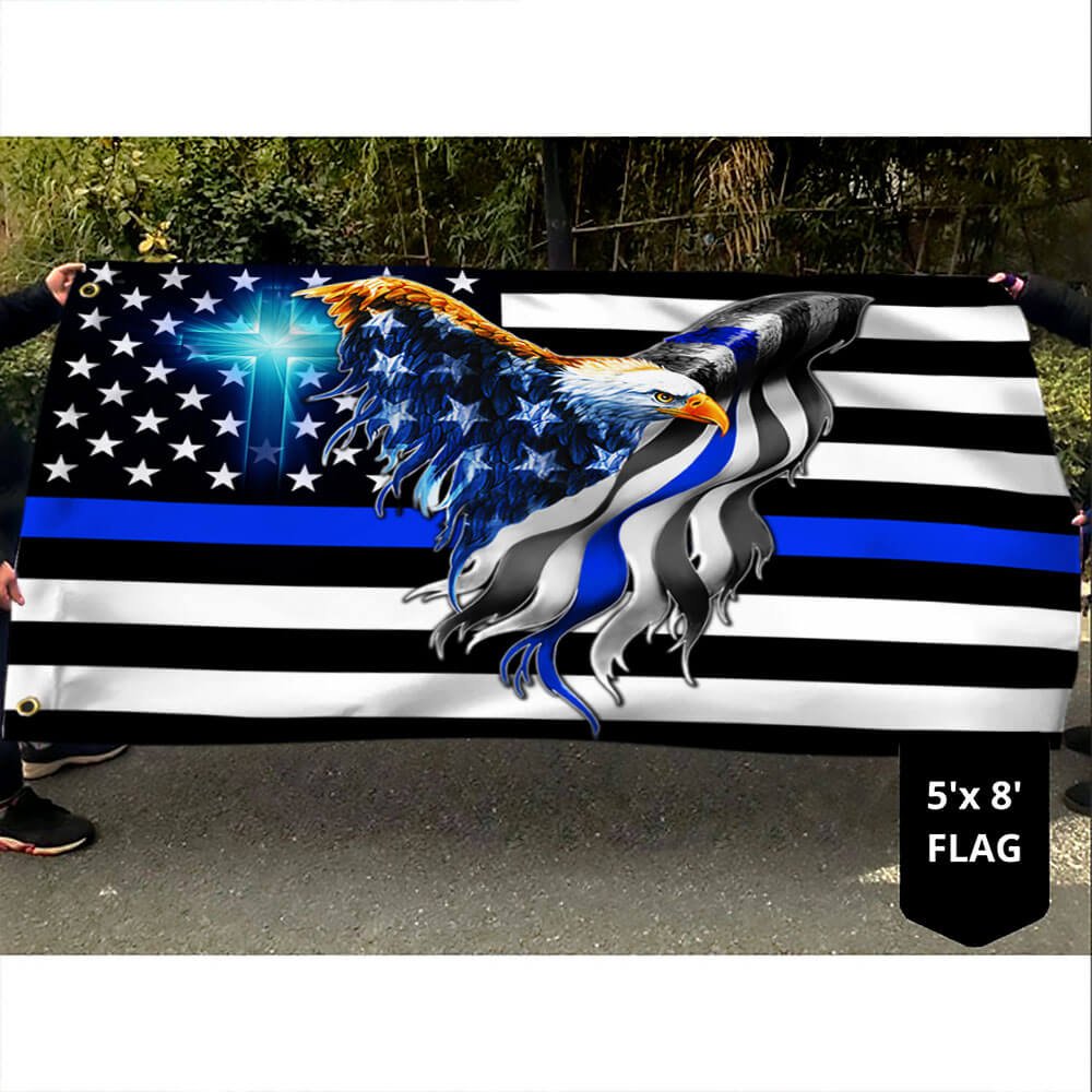 The Thin Blue Line. Police. Law Enforcement American Eagle Flag THB348