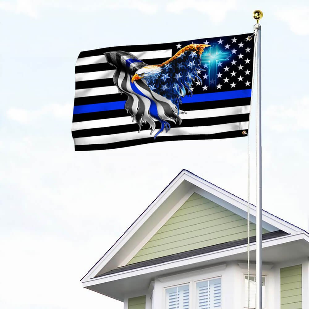 The Thin Blue Line. Police. Law Enforcement American Eagle Flag THB348