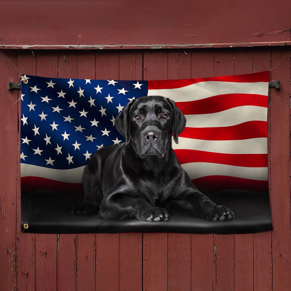 Black Labrador Retriever American Grommet Flag QNN437GFv7