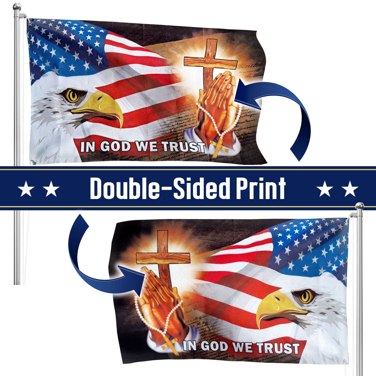 American Eagle In God We Trust Grommet Flag MBH155GFCT