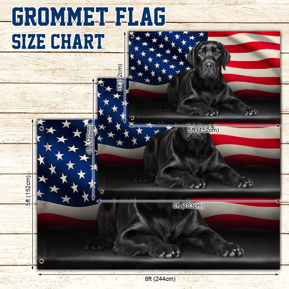 Black Labrador Retriever American Grommet Flag QNN437GFv7