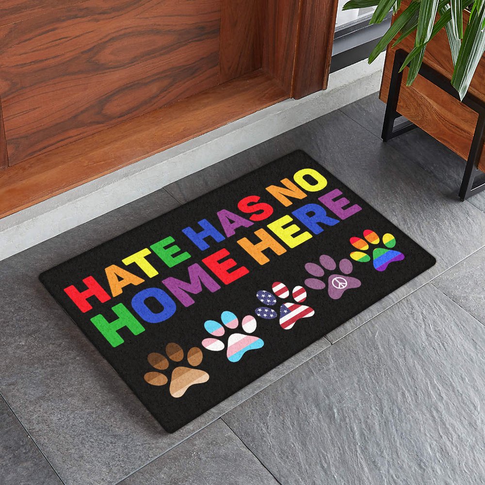 Hate Has No Home Here BLM LGBT Peace Paws Doormat TRV1630DMCT
