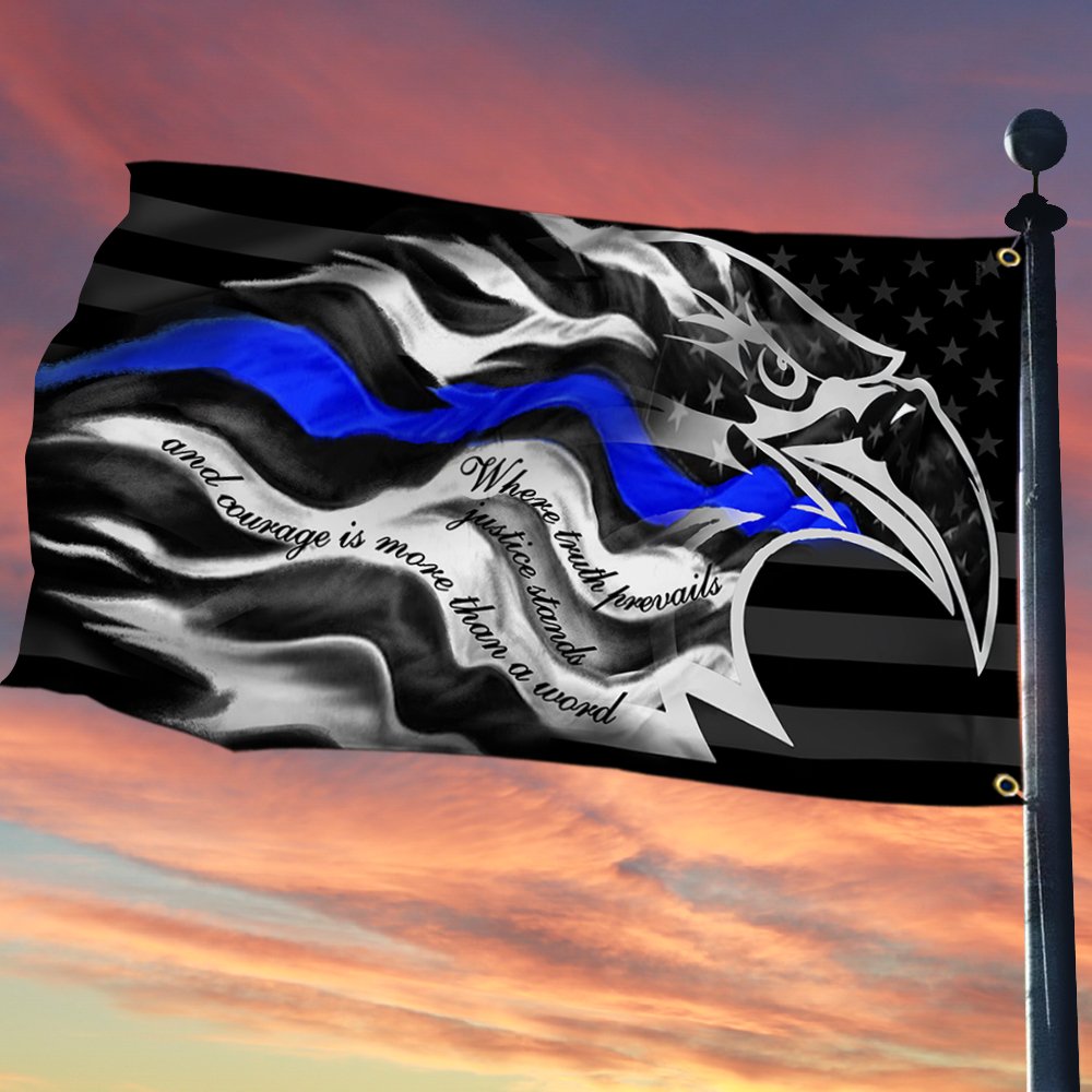 Thin Blue Line Grommet Flag Where Truth Prevails