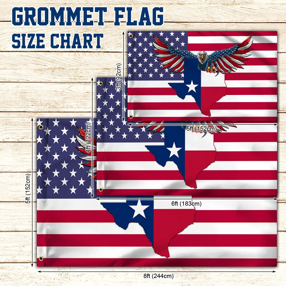 Texas Flag Texas American Eagle Grommet Flag