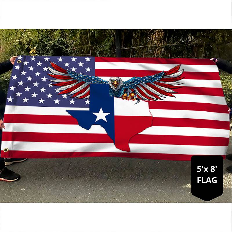 Texas Flag Texas American Eagle Grommet Flag