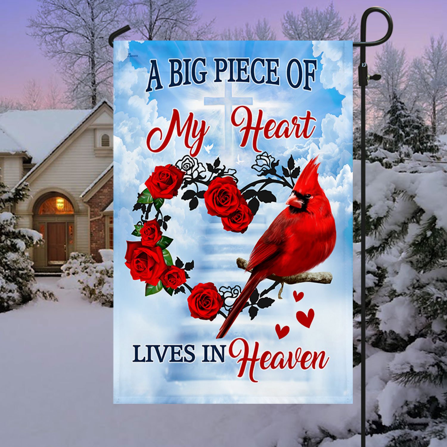 Cardinal Garden Flag & Mailbox Cover A Big Piece Of My Heart Lives In Heaven TQN540MFCT