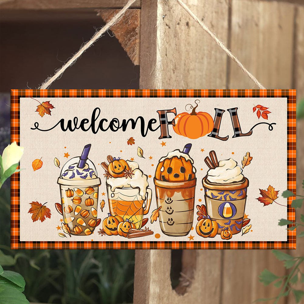 Welcome Fall Rectangle Wooden Sign TQN447WDCT