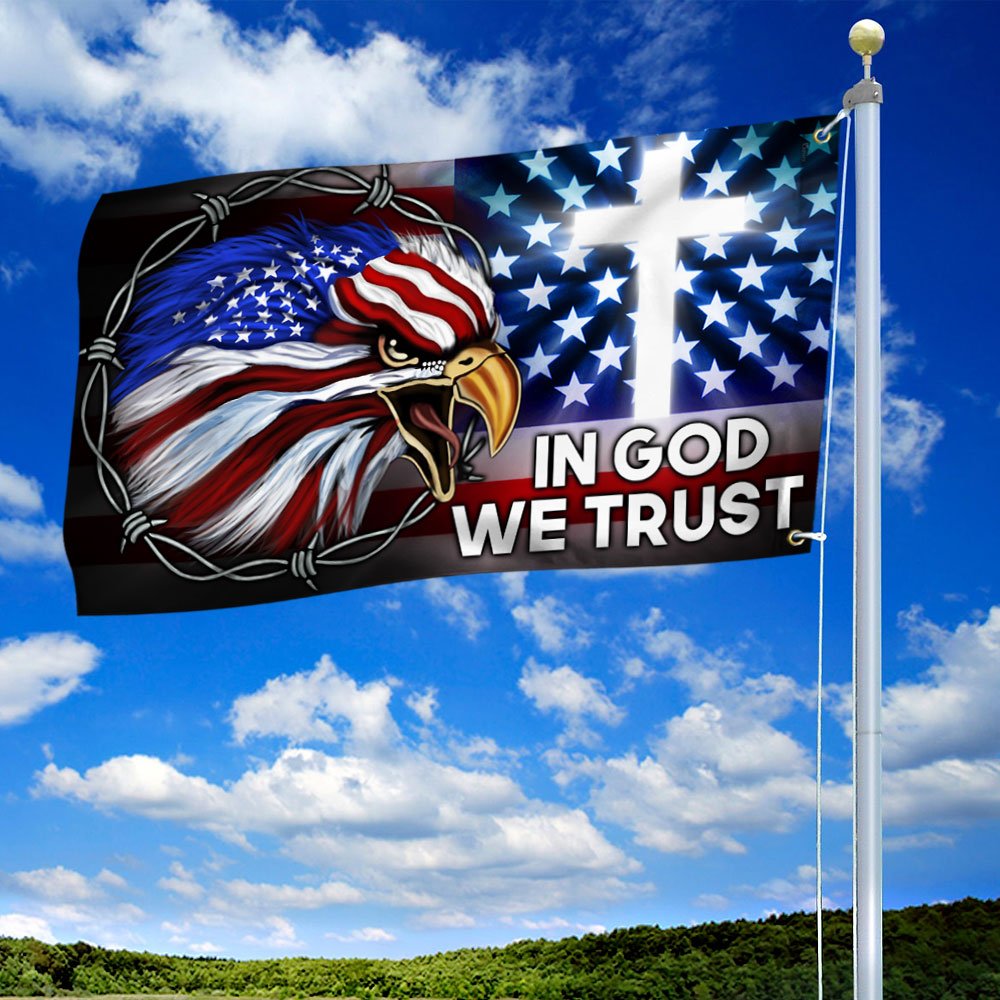 Eagle Cross Grommet Flag In God We Trust DDH3365GFCT