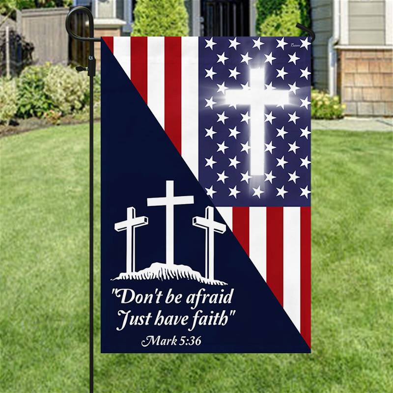 Christian Cross US Flag Don't Be Afraid Just Have Faith LNT495FCT
