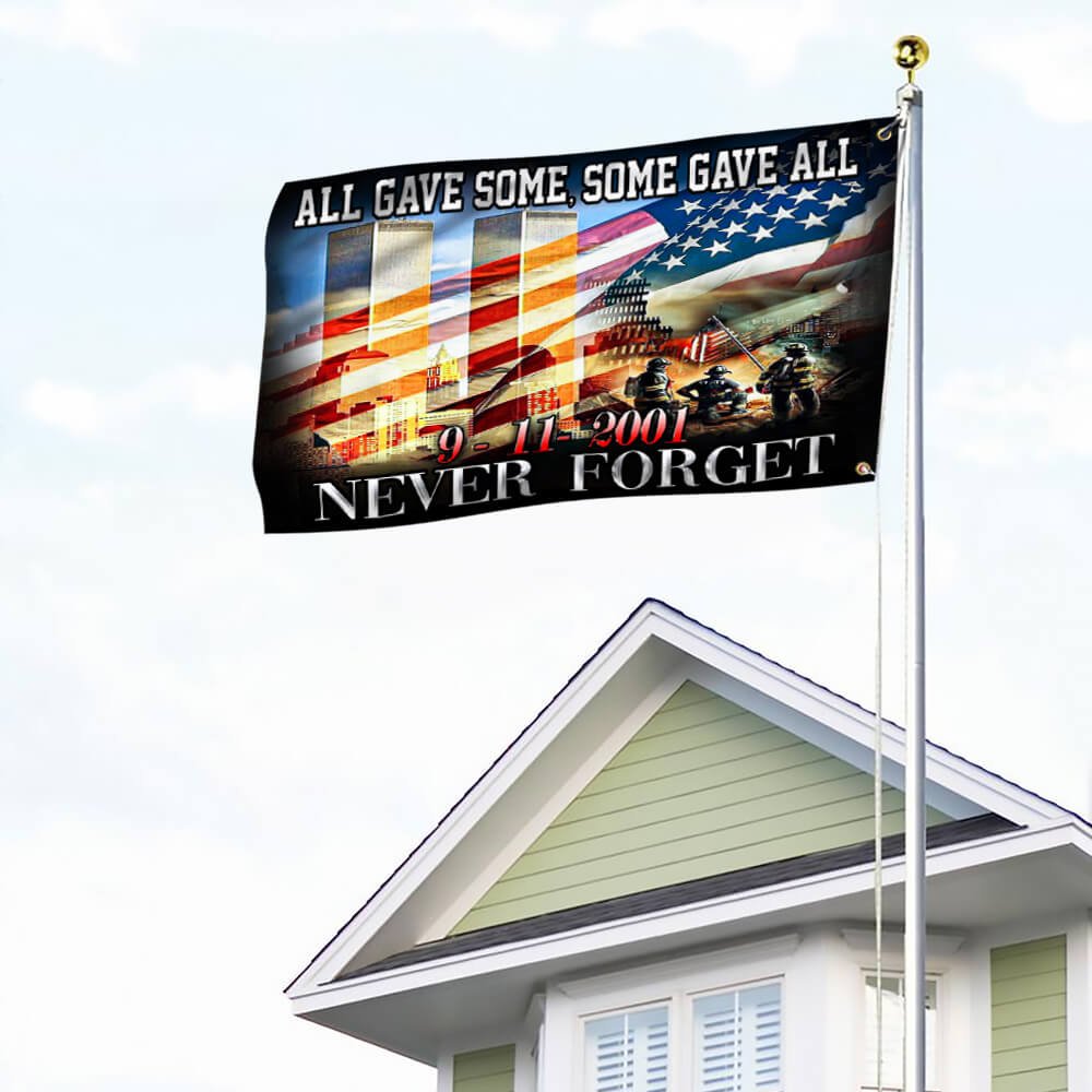 American Grommet Flag With The Twin Towers All Gave Some Some Gave All 911 American Grommet Flag NTB136GFCT