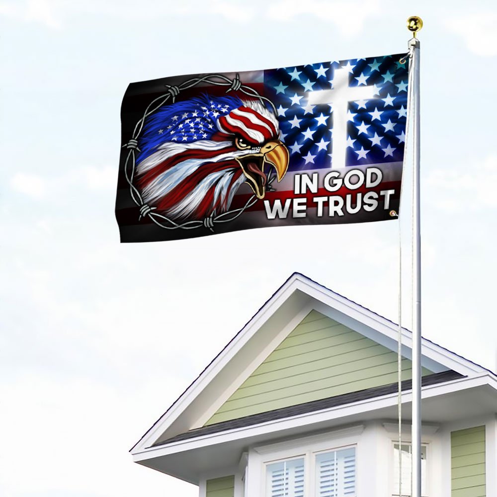 Eagle Cross Grommet Flag In God We Trust DDH3365GFCT