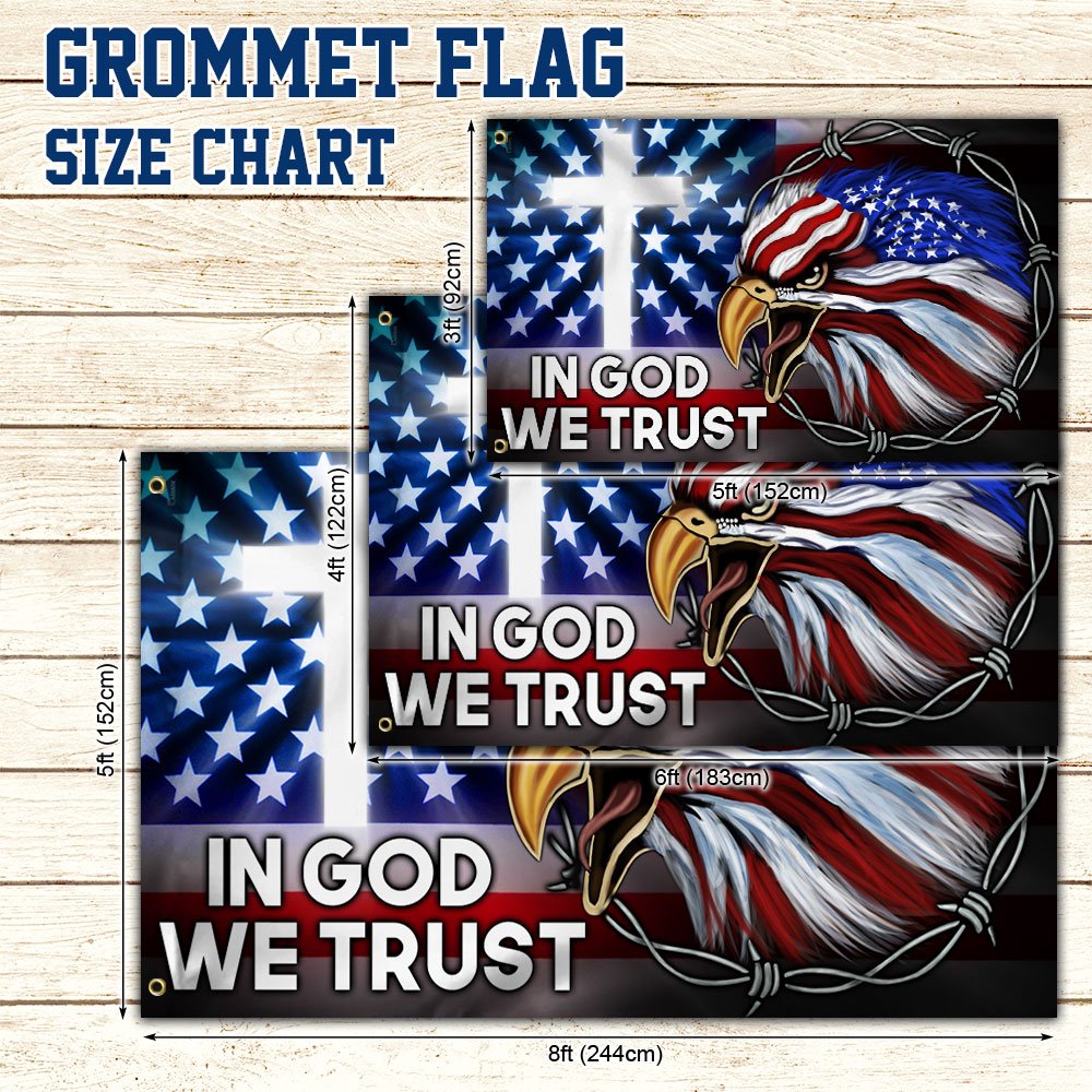 Eagle Cross Grommet Flag In God We Trust DDH3365GFCT